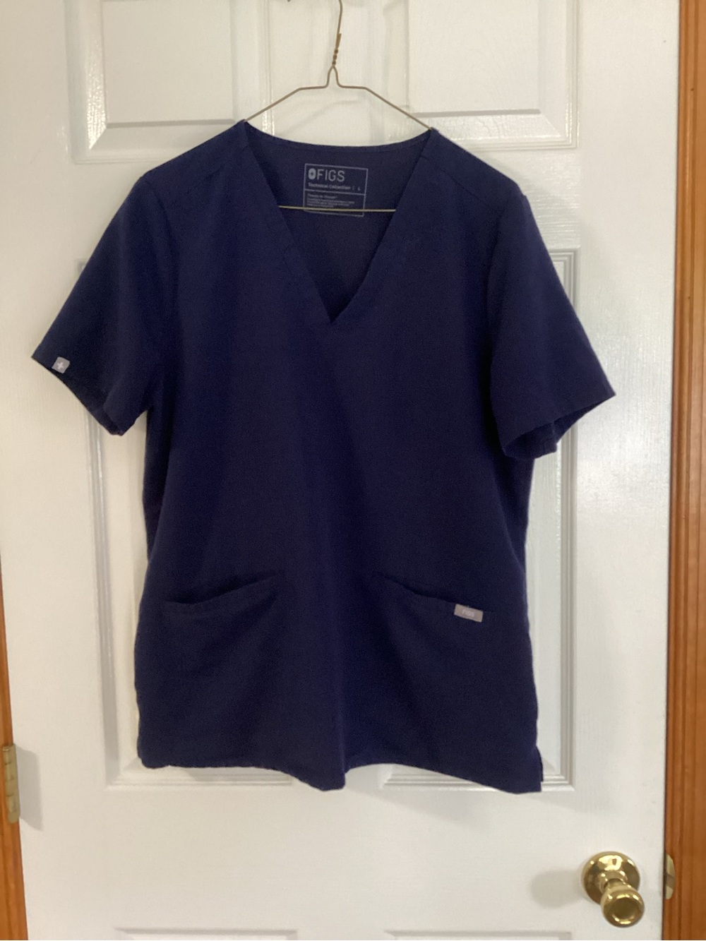 Figs Navy V-Neck Medical Scrub Top